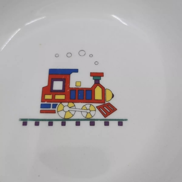Vtg Tognana Crown Corning Italian  Pottery 3 Pc Child's Place Setting Choo-Choo - Picture 4 of 10